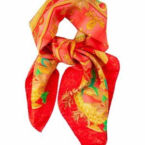 Celine Paris Silk Scarf Multi Color / Vintage Red 